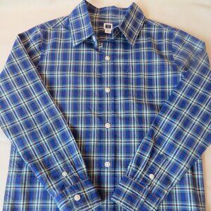 Janie and Jack Boys Button Down | Plaid | Blue/Green | Size 6